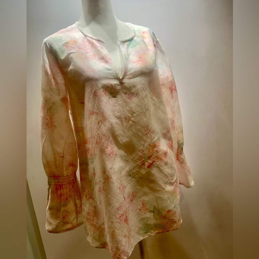 Etcetera Sheer Silk Cotton Pastel Pink Blouse Sz 10 NWT
